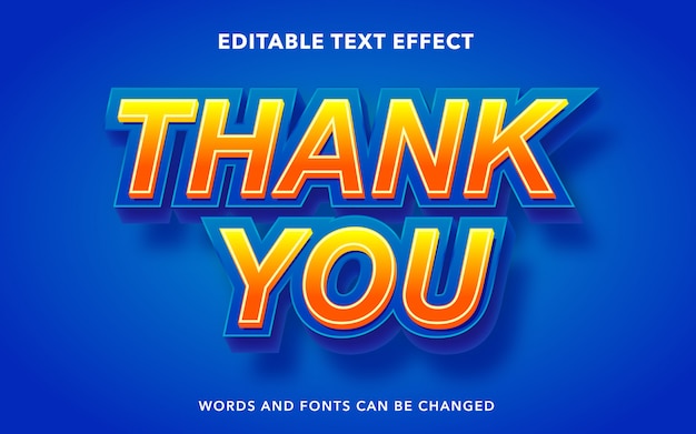 Editable text effect for thank you text style