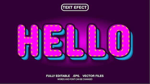 Editable text effect theme hello