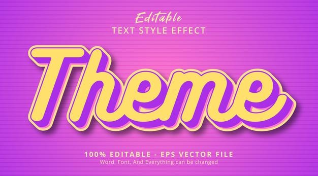 Editable text effect, theme text on layered color combination style