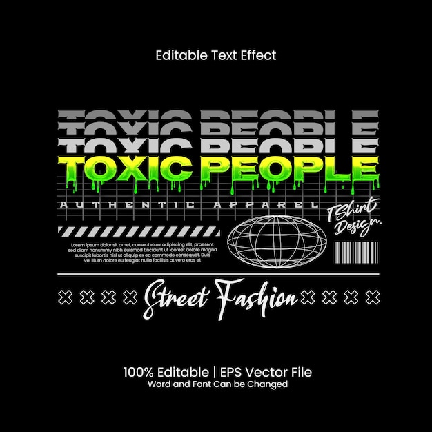 Editable text effect - Toxic People Apparel T-shirt design