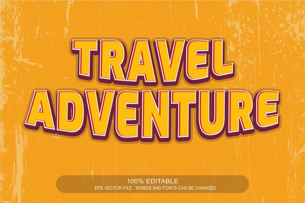 Vector editable text effect travel adventure