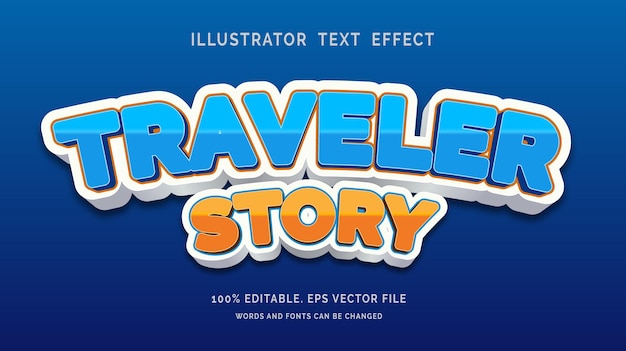 Editable text effect traveler story style