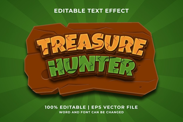 편집 가능한 텍스트 효과 - Treasure Hunter 3d 템플릿 스타일 프리미엄 벡터