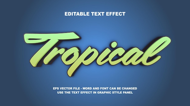 Editable Text Effect Tropical 3D Vector Template