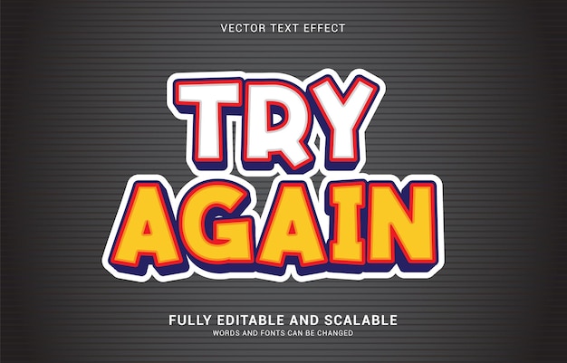 Vector editable text effect try again style