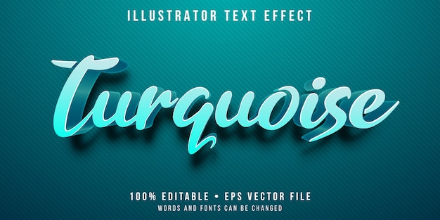 Editable text effect - turquoise color style