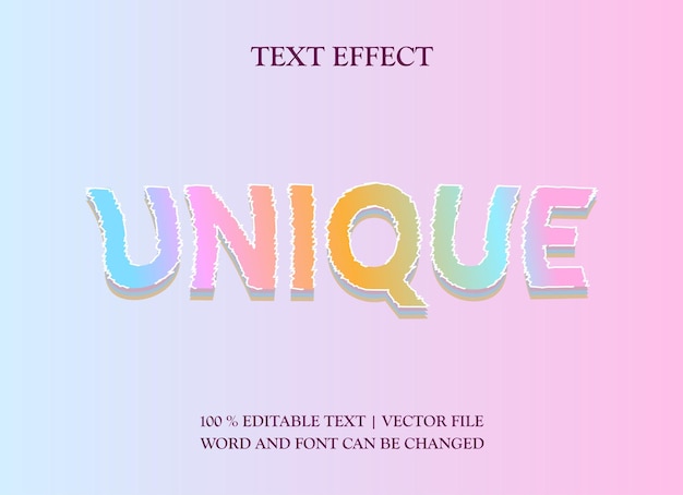 Editable text effect unique