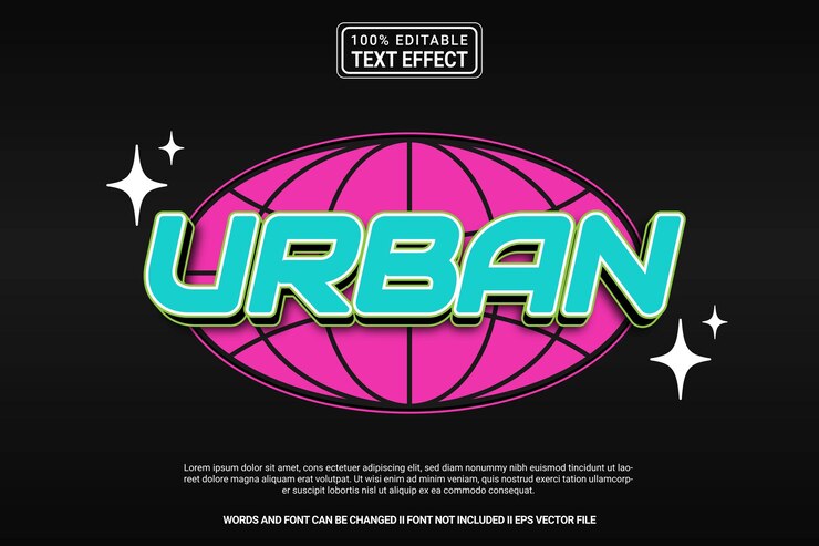 Editable text effect Urban 3d cartoon template style modern premium vector
