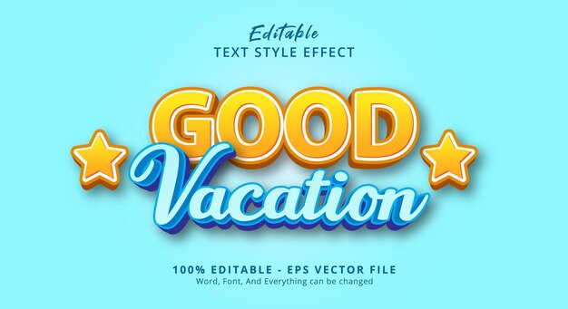 Editable text effect, Vacation text on fancy color style effect