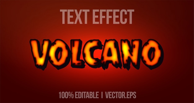 Vector editable text effect - valcano 3d bold game logo style