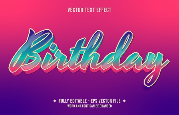 Editable text effect valentine style birthday word