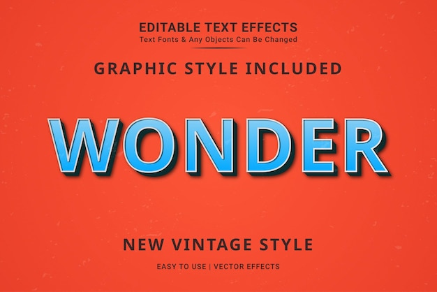 Editable text effect vector retro vintage 3d and old style bold typography fonts effects