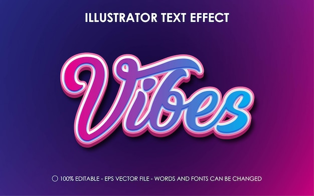 Editable text effect, Vibes style illustrations