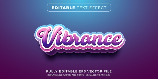 Vector editable text effect in vibrant color text style