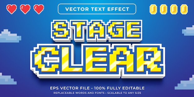 Vector editable text effect - video game pixel text style