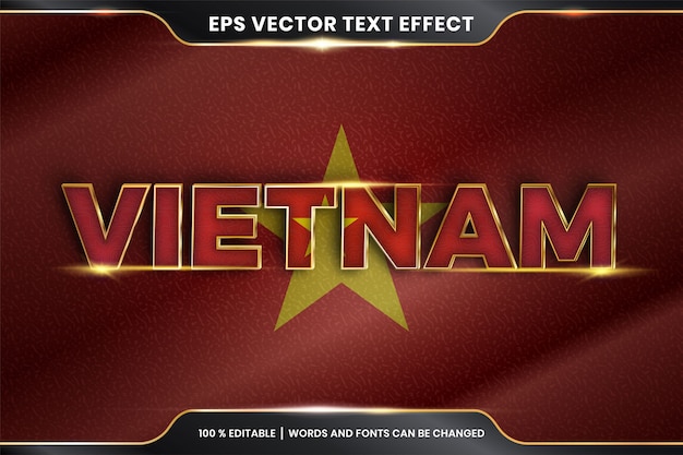 Vector editable text effect - vietnam with its national country flag