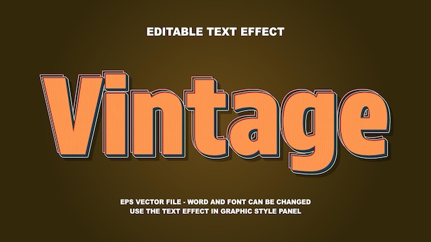 Editable Text Effect Vintage 3D Vector Template