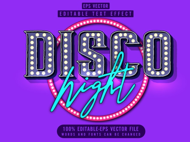 Vector editable text effect vintage color s in disco night style