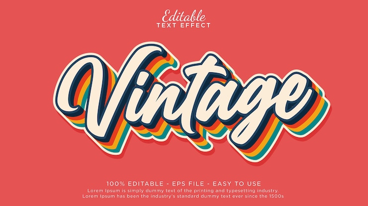Vector editable text effect vintage retro sticker mockup