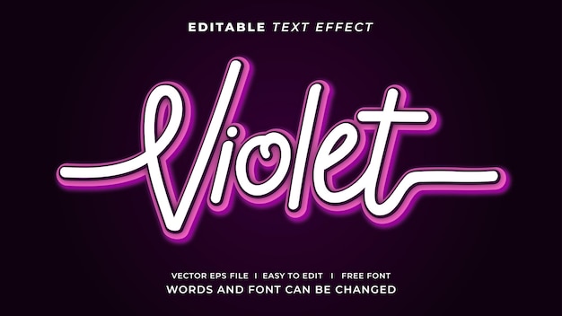 Editable text effect violet neon light style