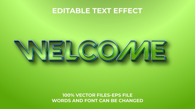 편집 가능한 텍스트 효과 WELCOME TEXT, 3d 창의적이고 최소한의 글꼴 스타일