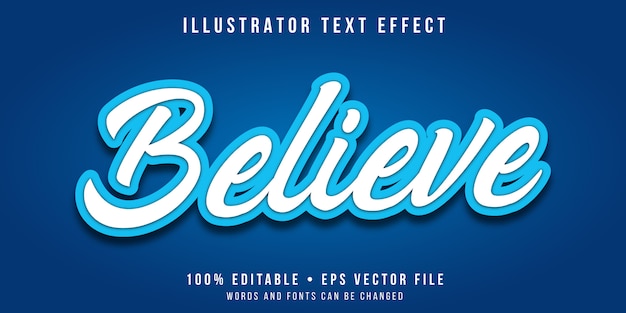 Editable text effect - white and blue calligraphy style