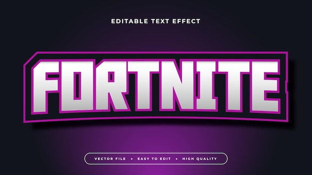 Vector editable text effect white fortnite text on dark purple background