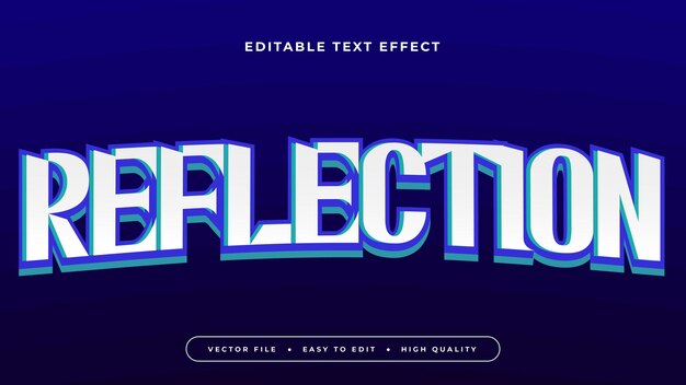 editable text effect white reflection text on dark blue background