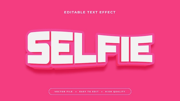 Editable text effect white selfie text on bright pink background