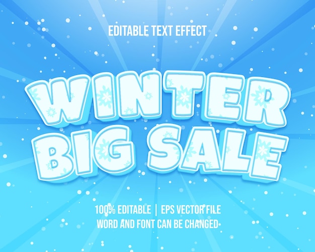 편집 가능한 텍스트 효과-겨울 큰 판매 현대적인 스타일 프리미엄 벡터