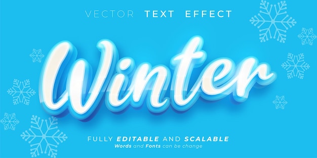 Editable text effect winter with 3d style lettering