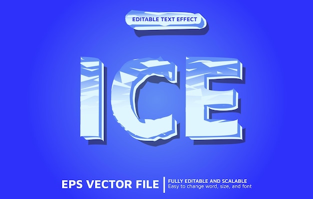 Vector editable text effect with blue ice tweak style with crack texture