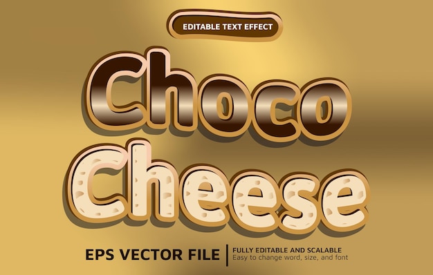 Editable Text Effect with Chocolate and Cheese Style with Golden Gradient Background