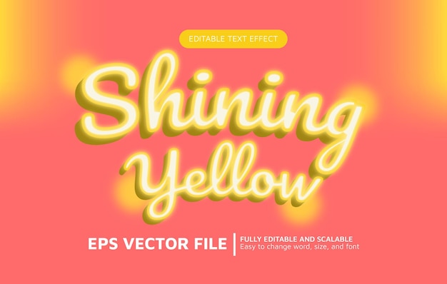 Editable Text Effect with Glowing and Shining Yellow