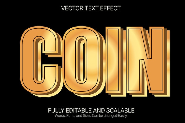 Vector editable text effect with golden color text style