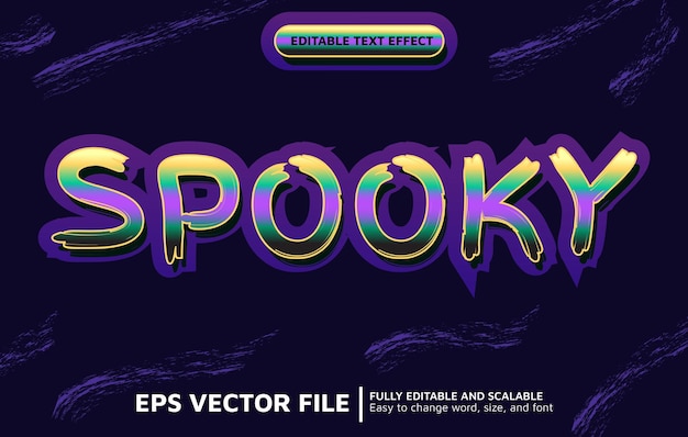 Editable Text Effect with Green Purple and Dark Color Gradient for Spooky Style Effect