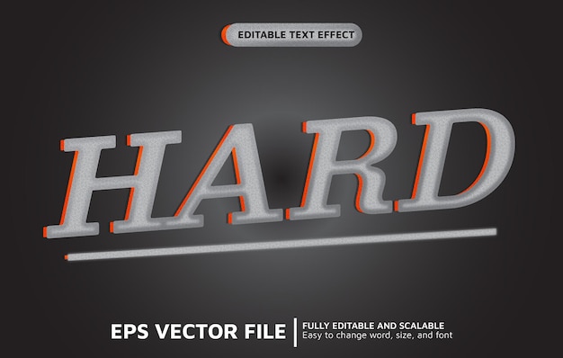 ベクトル グレーとオレンジのハードとストーンスタイルの編集可能なテキスト効果