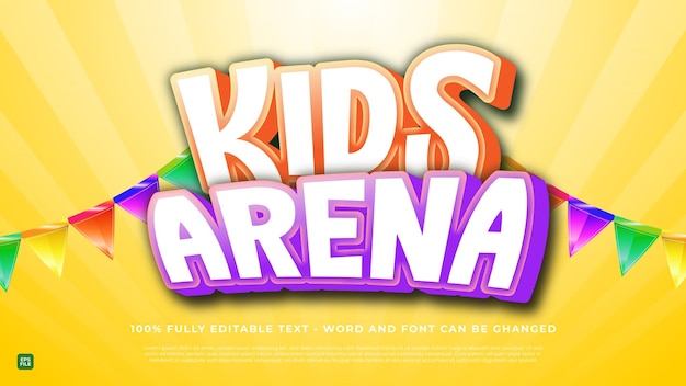 Editable text effect with kids arena theme