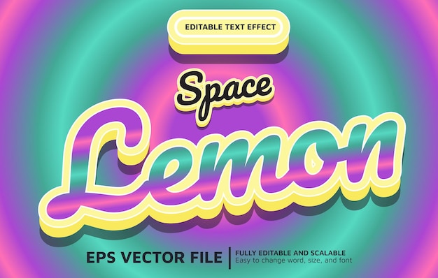 Editable text effect with rainbow lemon style