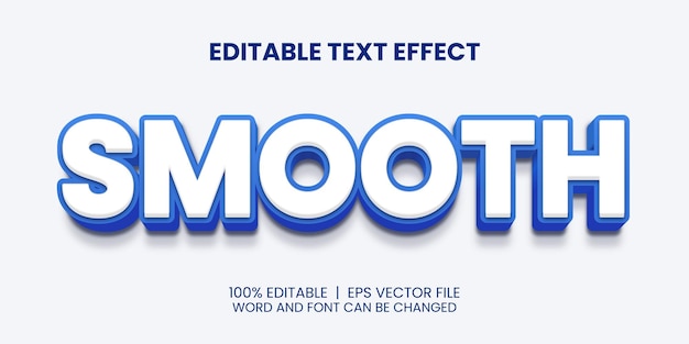 Editable text effect with realistic blue smooth elegant style