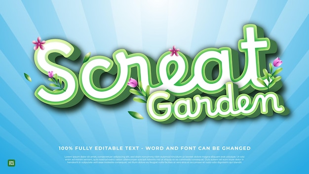 Editable text effect with secret garden theme