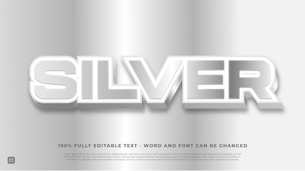 Editable text effect with silver modern theme