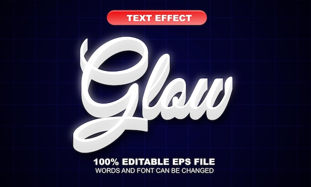 Editable text effect with white glow vector eps file