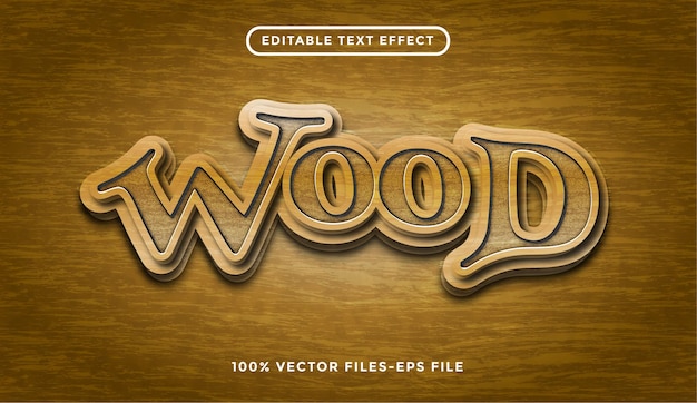 Vector editable text effect with wood texture premium vectors