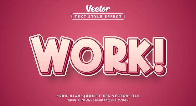 Editable text effect Work text with color pink modern and stylish