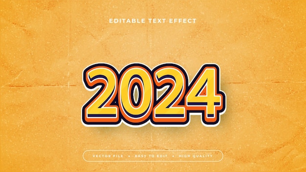 Editable text effect Yellow 2024 text with old paper background