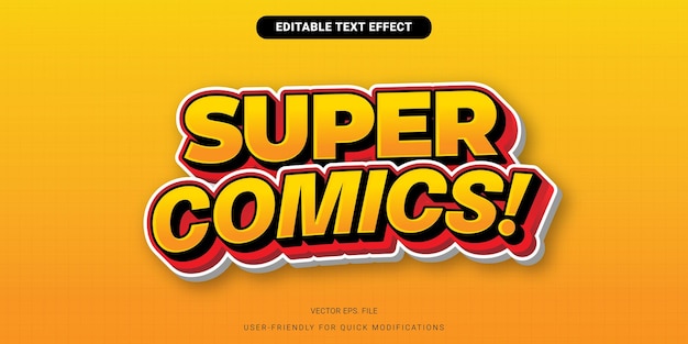 Editable Text effect in Yellow Black Red gradient Super Comic words Background vector