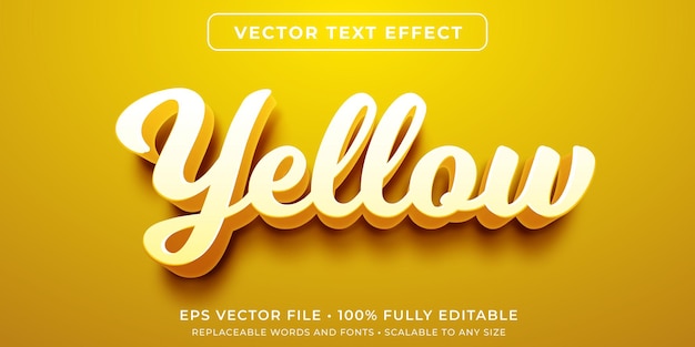 Vector editable text effect in yellow cursive style