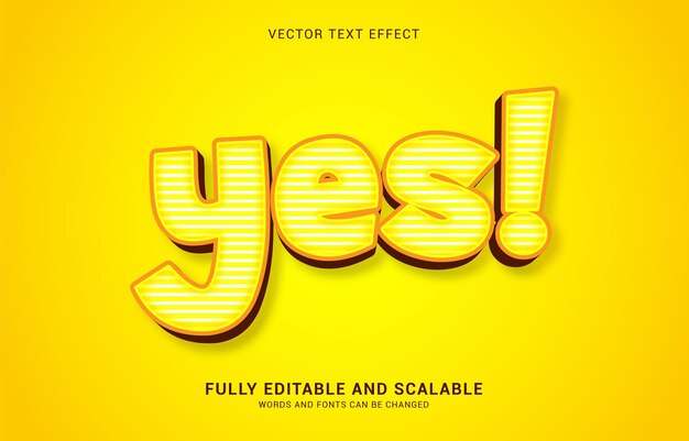 Vector editable text effect yes style