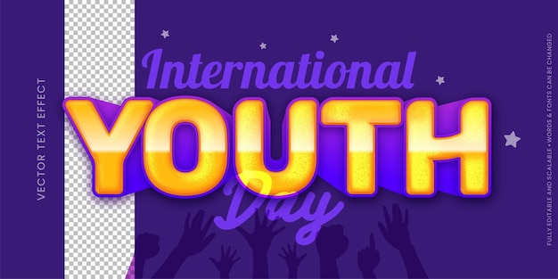 Editable text effect youth day concept text style